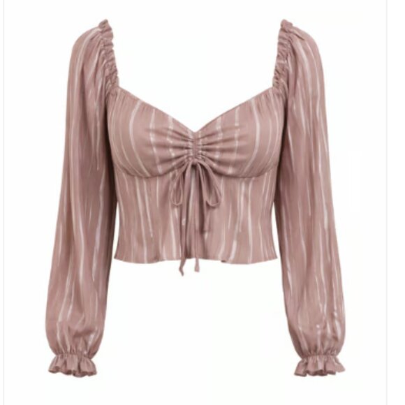 KIRIOUS LOS ANGELES Tops - Kirious Los Angeles mauve long puff sleeves cropped blouse Size Large